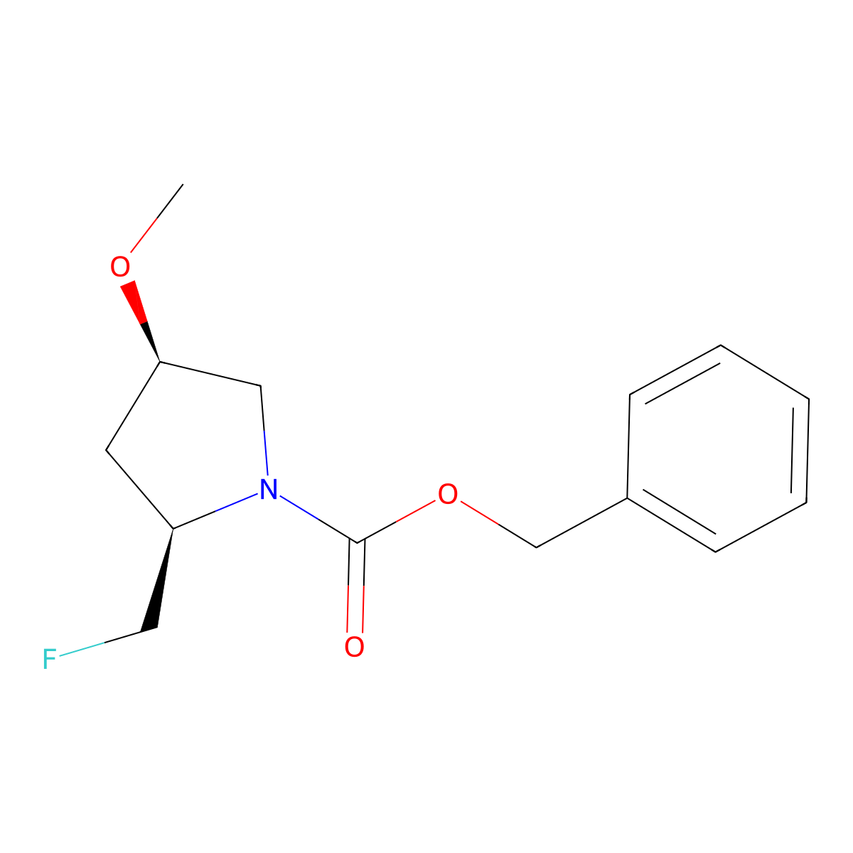 benzyl (2R,4R)-2-(fluoromethyl)-4-methoxypyrrolidine-1-carboxylate molecular structure, CAS 2679832-12-1