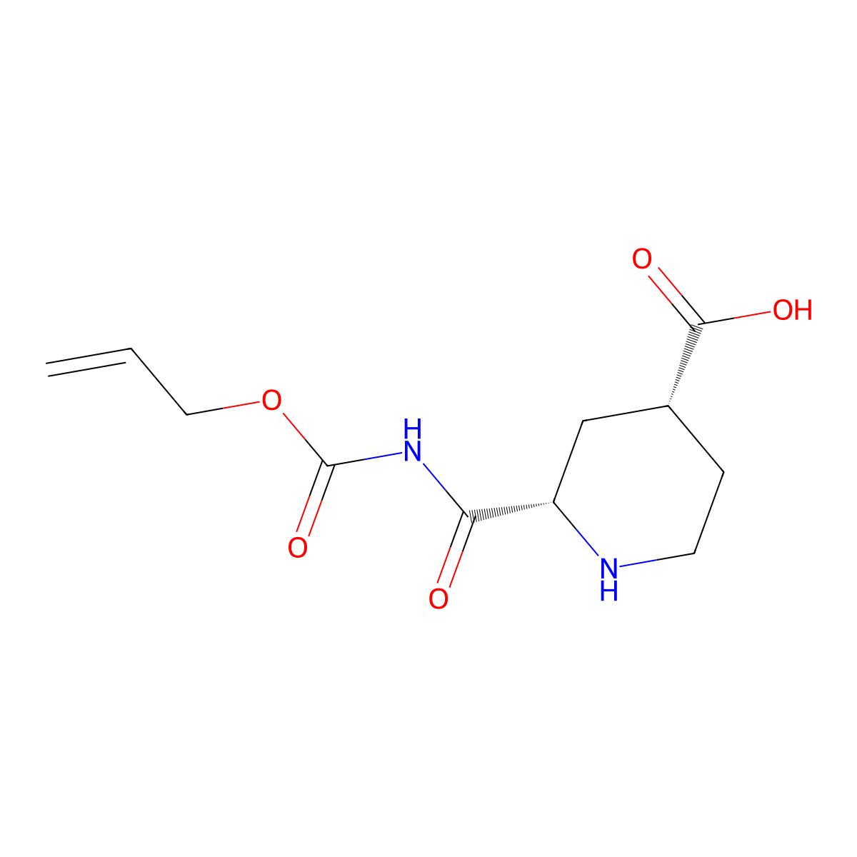 rac-(2R,4S)-2-({[(prop-2-en-1-yloxy)carbonyl]amino}carbonyl)piperidine-4-carboxylic acid molecular structure, CAS 2679832-15-4