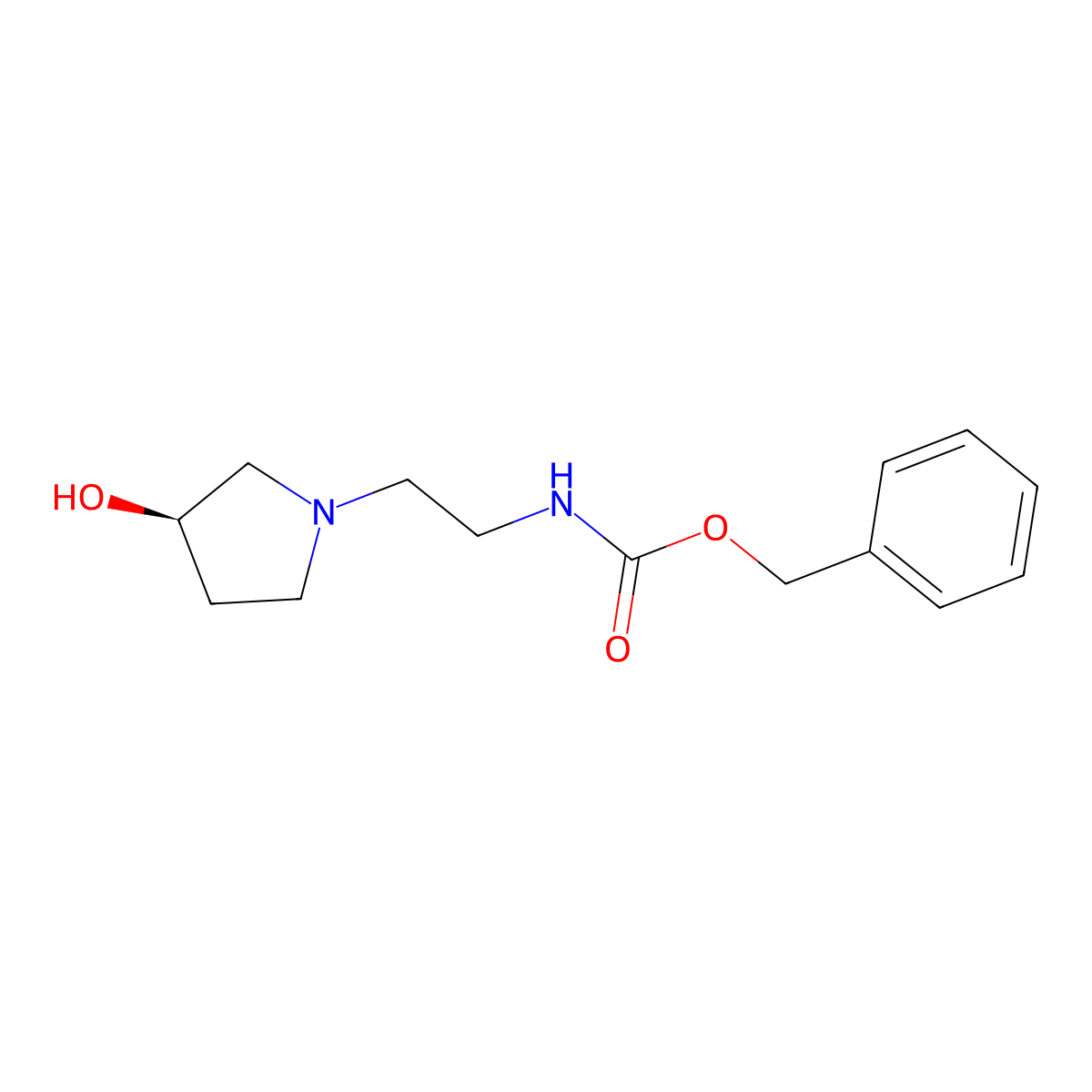 benzyl N-{2-[(3R)-3-hydroxypyrrolidin-1-yl]ethyl}carbamate molecular structure, CAS 2679832-16-5