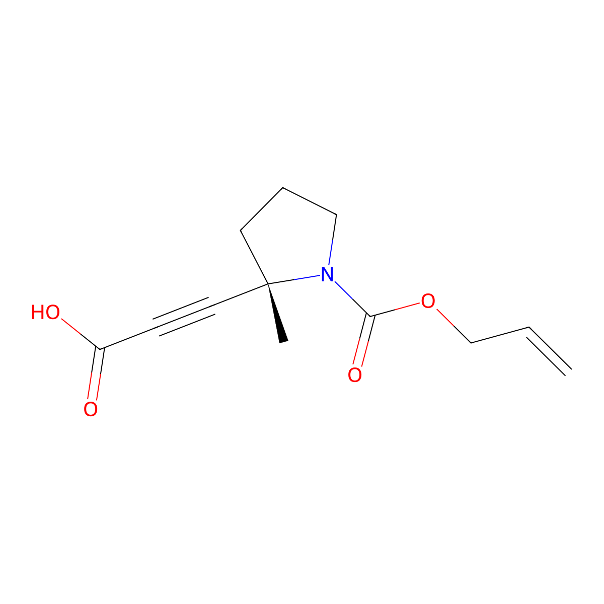 3-[(2S)-2-methyl-1-[(prop-2-en-1-yloxy)carbonyl]pyrrolidin-2-yl]prop-2-ynoic acid molecular structure, CAS 2679832-19-8