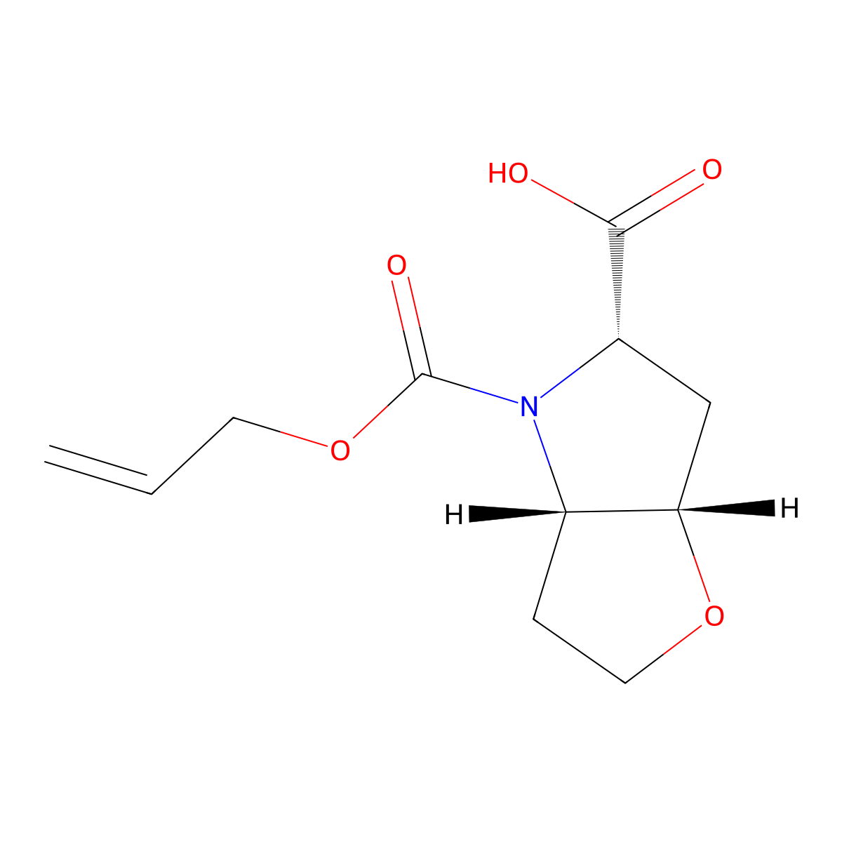 rac-(3aR,5R,6aR)-4-[(prop-2-en-1-yloxy)carbonyl]-hexahydro-2H-furo[3,2-b]pyrrole-5-carboxylic acid molecular structure, CAS 2679832-23-4
