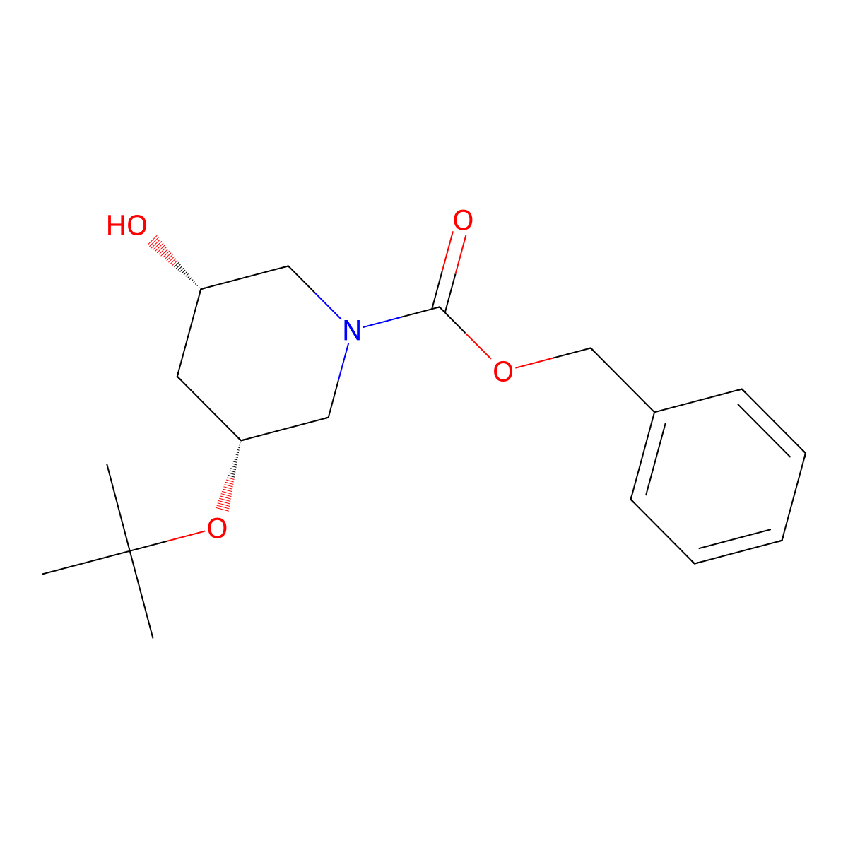 benzyl (3R,5S)-3-(tert-butoxy)-5-hydroxypiperidine-1-carboxylate molecular structure, CAS 2679832-24-5