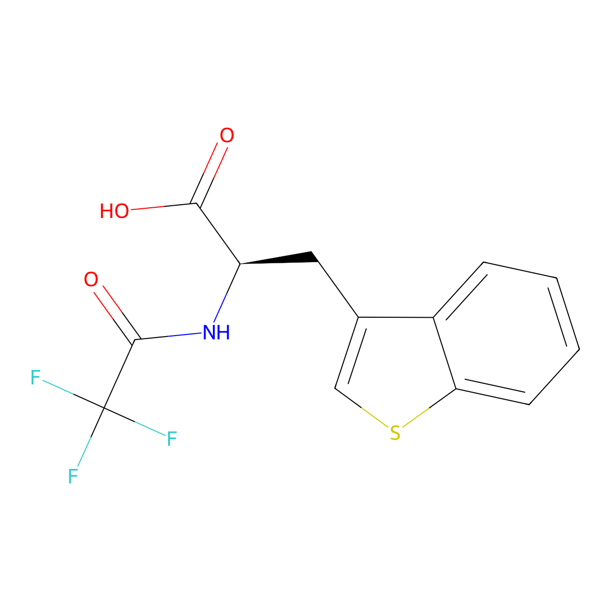 (2R)-3-(1-benzothiophen-3-yl)-2-(2,2,2-trifluoroacetamido)propanoic acid molecular structure, CAS 2679832-41-6