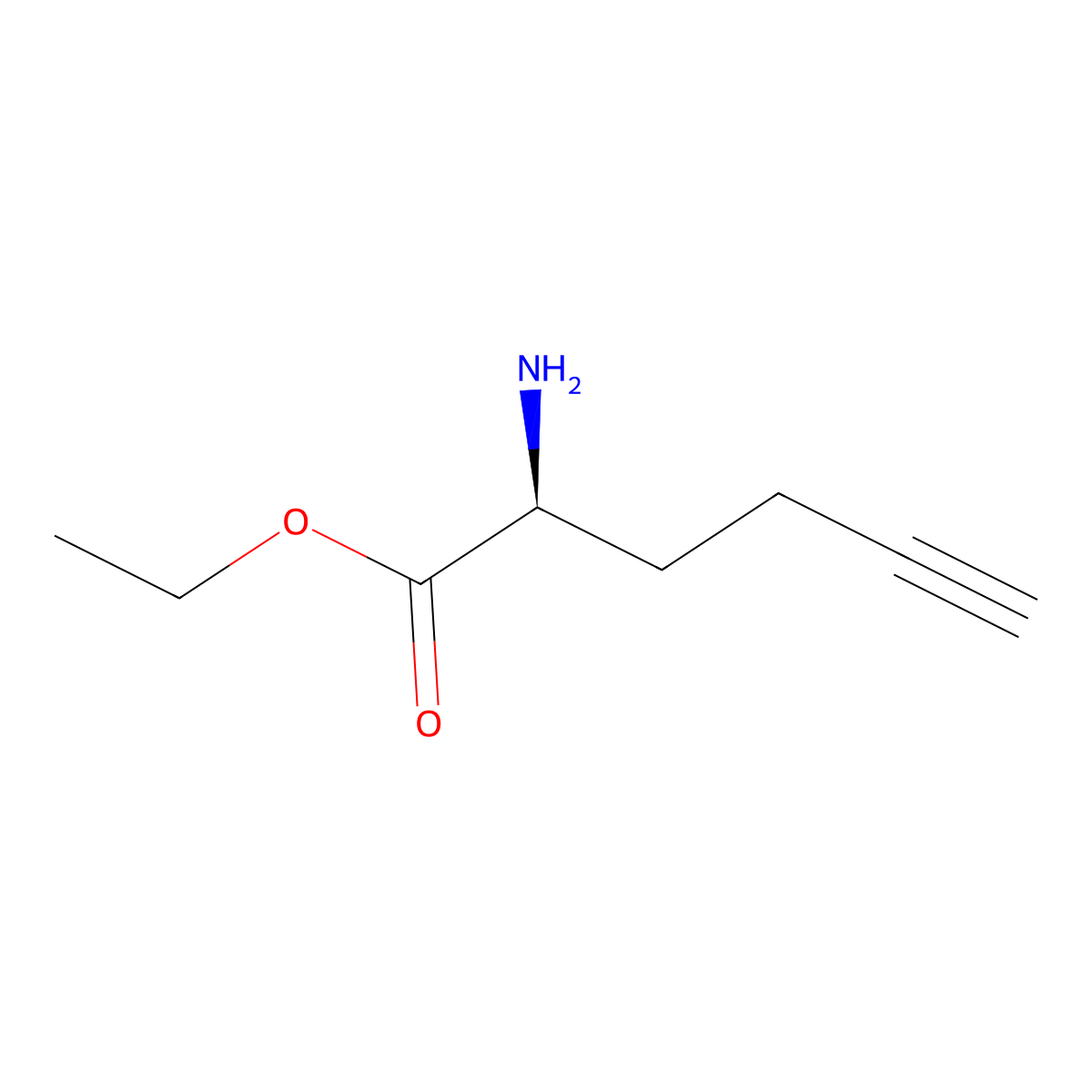 ethyl (2S)-2-aminohex-5-ynoate molecular structure, CAS 2679832-50-7