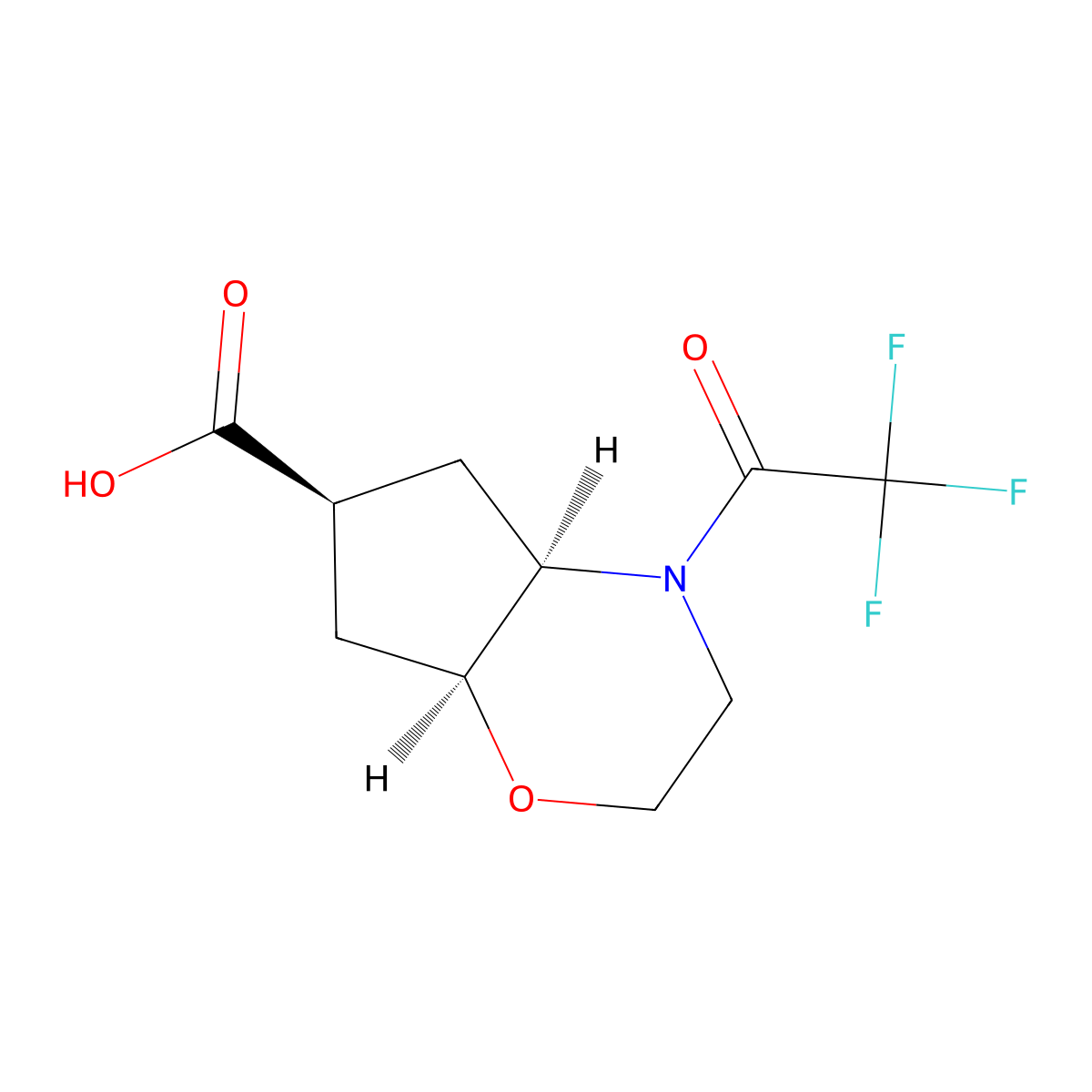 rac-(4aR,6S,7aS)-4-(2,2,2-trifluoroacetyl)-octahydrocyclopenta[b][1,4]oxazine-6-carboxylic acid molecular structure, CAS 2679832-54-1