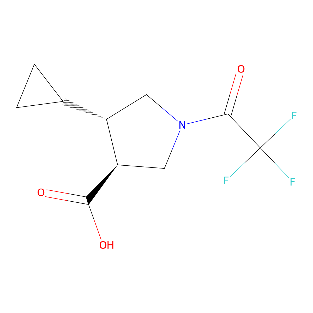 rac-(3R,4R)-4-cyclopropyl-1-(trifluoroacetyl)pyrrolidine-3-carboxylic acid molecular structure, CAS 2679832-65-4