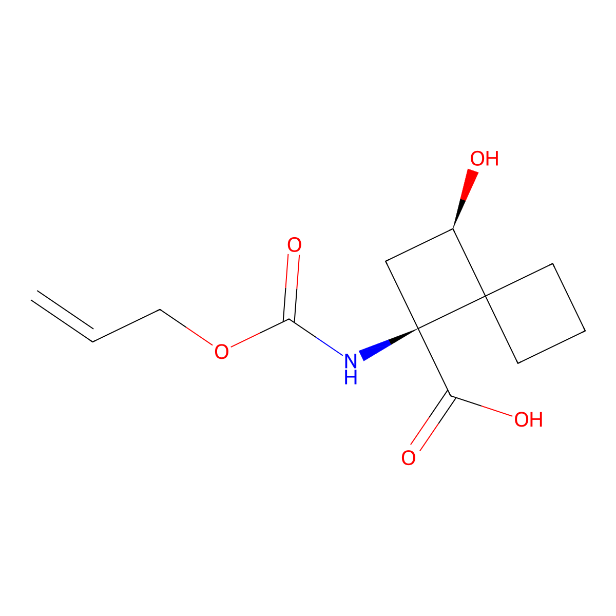rac-(1R,3S)-3-hydroxy-1-{[(prop-2-en-1-yloxy)carbonyl]amino}spiro[3.3]heptane-1-carboxylic acid molecular structure, CAS 2679832-66-5