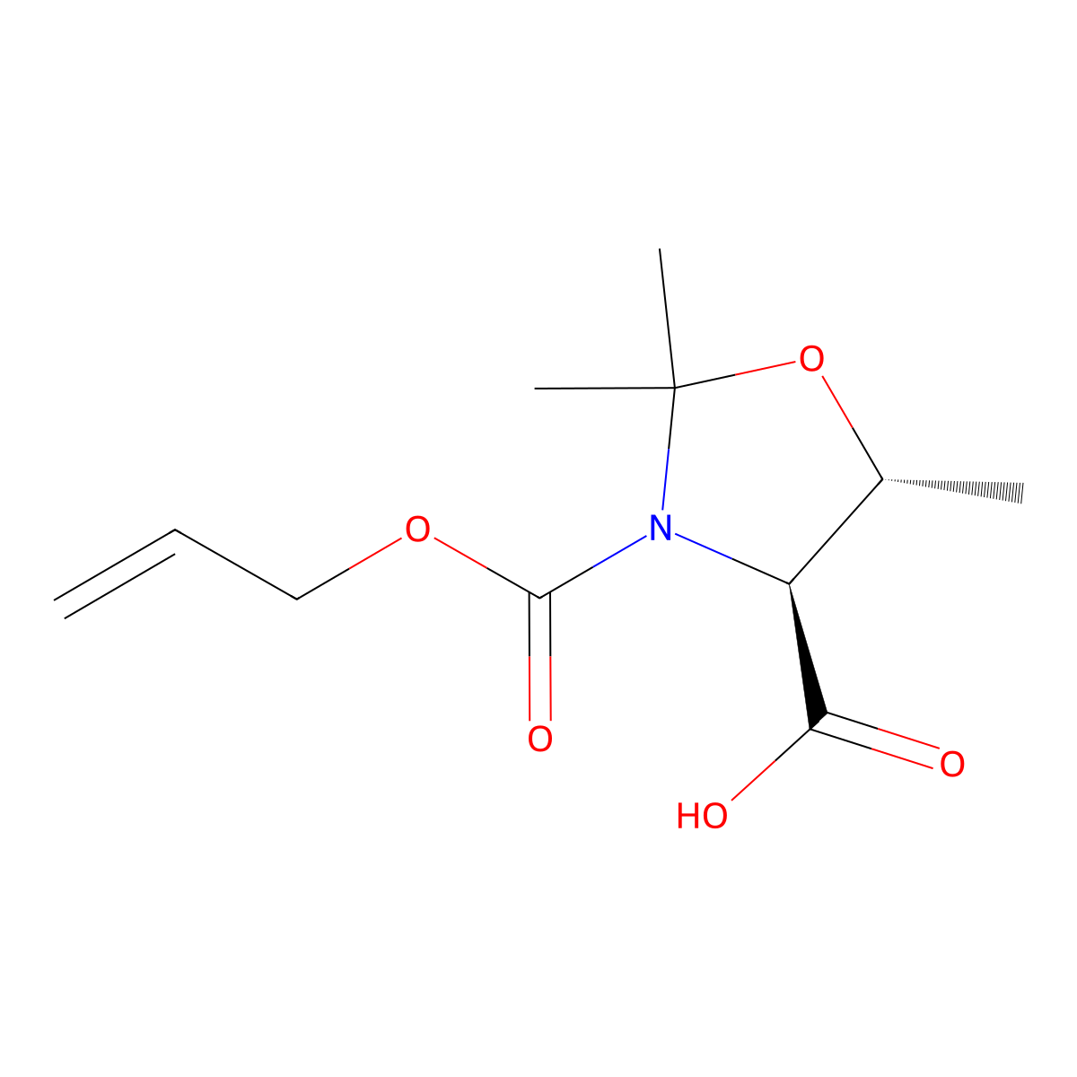 (4S,5R)-2,2,5-trimethyl-3-[(prop-2-en-1-yloxy)carbonyl]-1,3-oxazolidine-4-carboxylic acid molecular structure, CAS 2679832-76-7