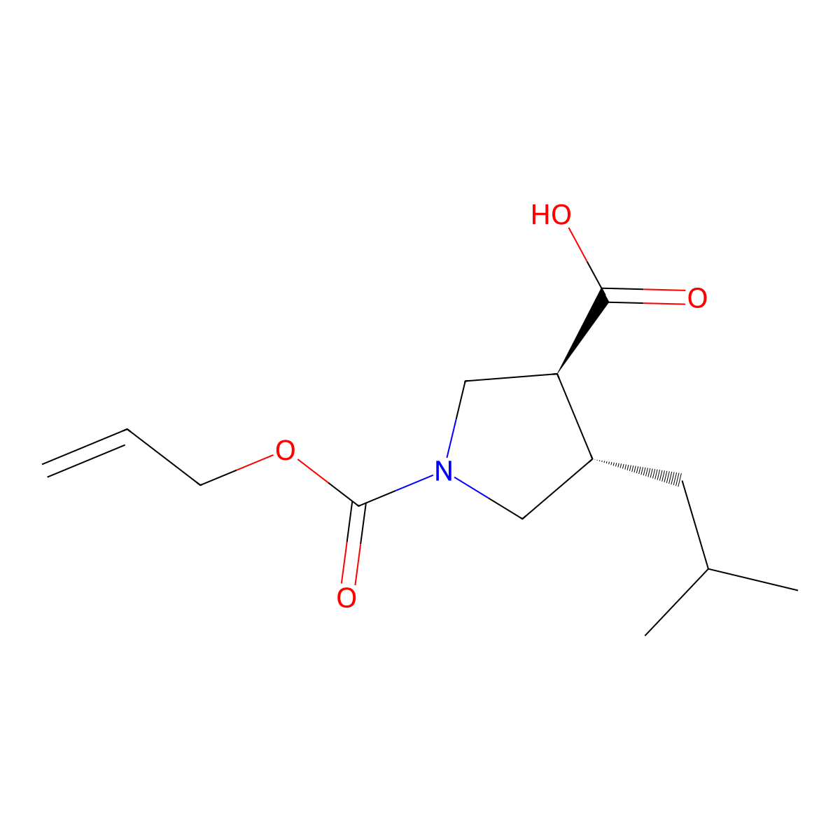 rac-(3R,4R)-4-(2-methylpropyl)-1-[(prop-2-en-1-yloxy)carbonyl]pyrrolidine-3-carboxylic acid molecular structure, CAS 2679835-07-3