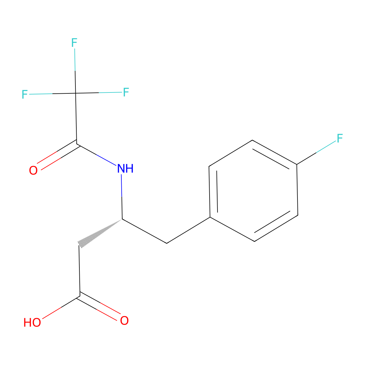 (3R)-4-(4-fluorophenyl)-3-(2,2,2-trifluoroacetamido)butanoic acid molecular structure, CAS 2679835-17-5