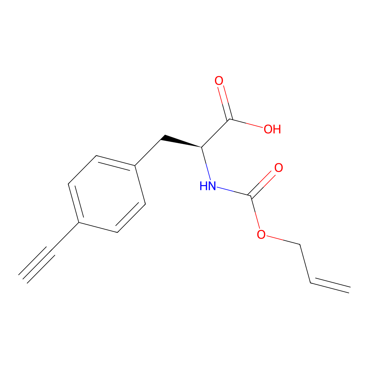 (2S)-3-(4-ethynylphenyl)-2-{[(prop-2-en-1-yloxy)carbonyl]amino}propanoic acid molecular structure, CAS 2679835-19-7
