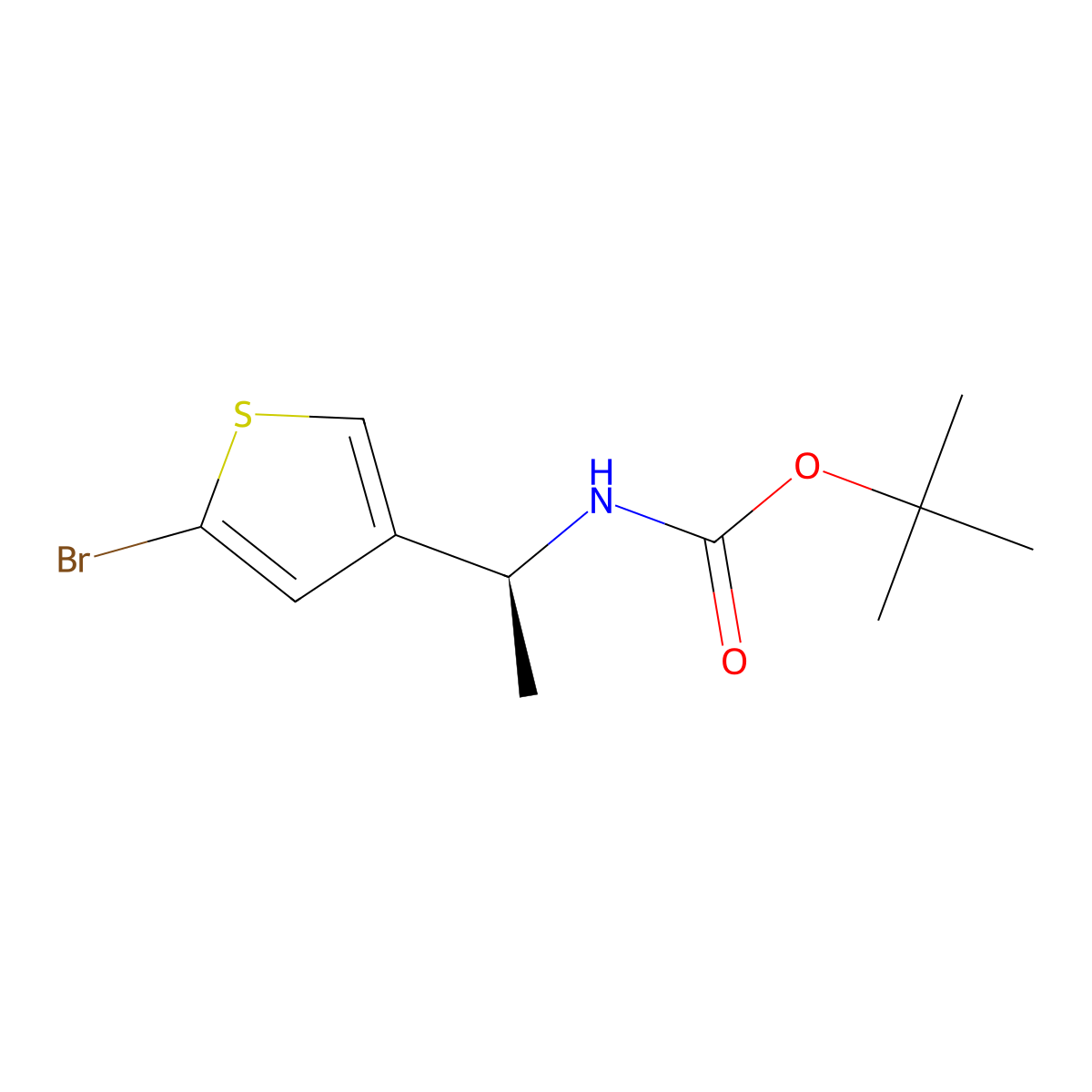 tert-butyl N-[(1S)-1-(5-bromothiophen-3-yl)ethyl]carbamate molecular structure, CAS 2679835-30-2