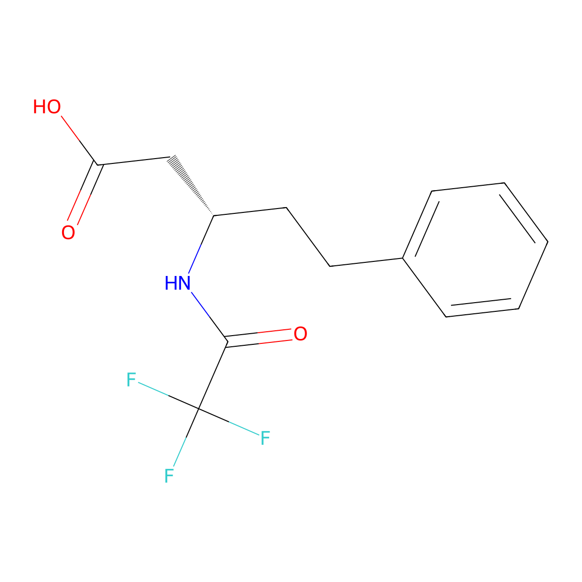 (3S)-5-phenyl-3-(2,2,2-trifluoroacetamido)pentanoic acid molecular structure, CAS 2679835-31-3