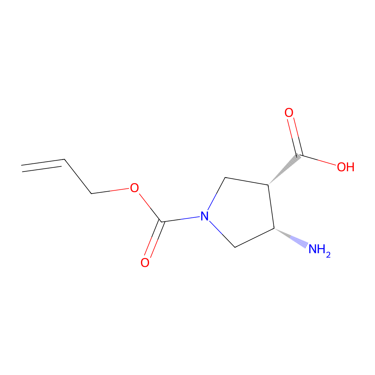 rac-(3R,4R)-4-amino-1-[(prop-2-en-1-yloxy)carbonyl]pyrrolidine-3-carboxylic acid molecular structure, CAS 2679835-41-5