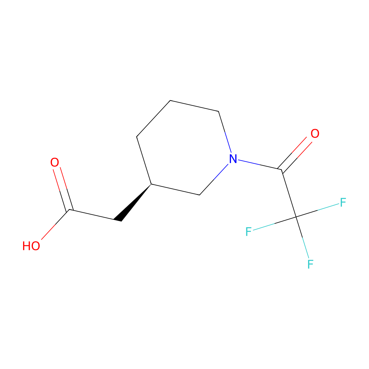 2-[(3R)-1-(trifluoroacetyl)piperidin-3-yl]acetic acid molecular structure, CAS 2679835-45-9