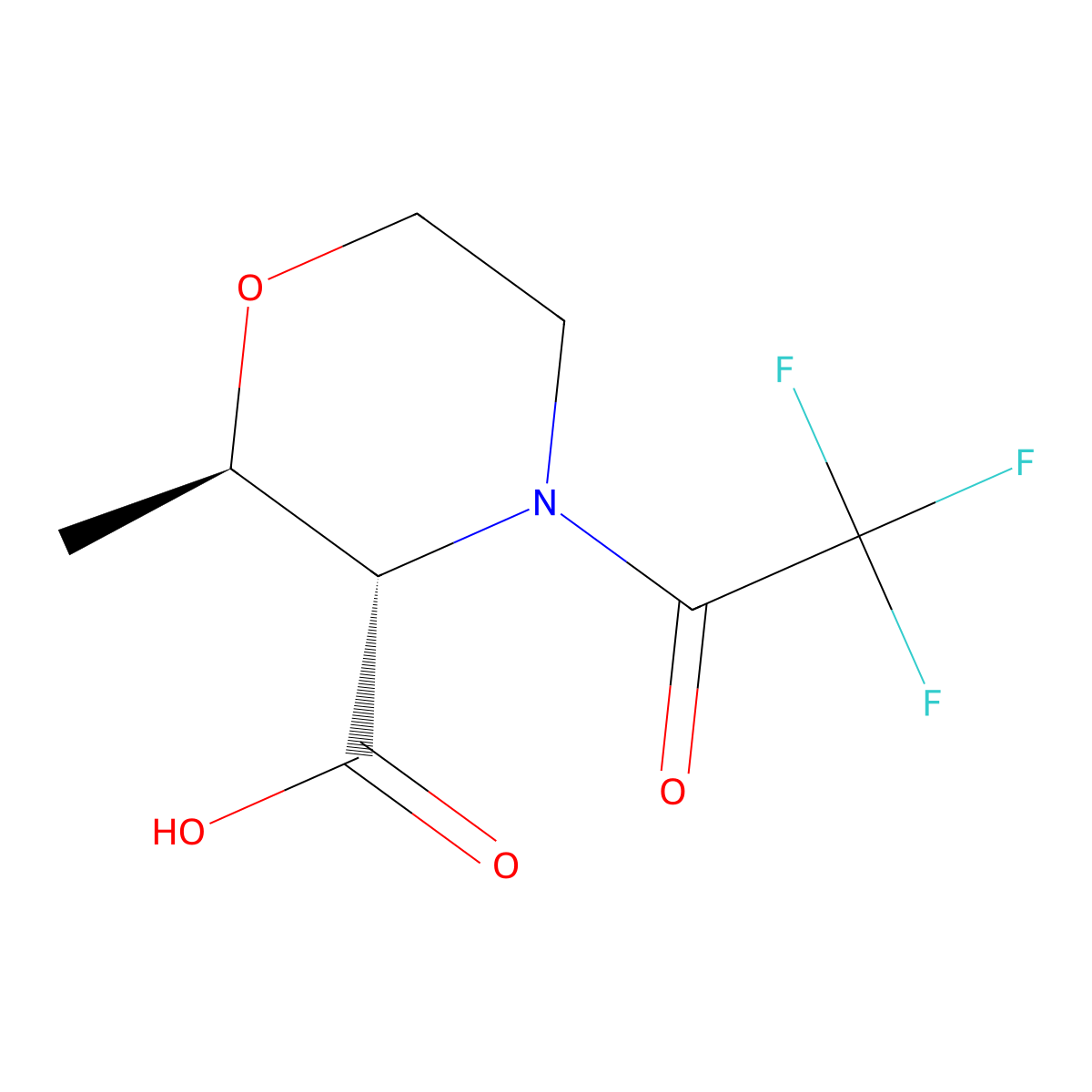 (2R,3S)-2-methyl-4-(trifluoroacetyl)morpholine-3-carboxylic acid molecular structure, CAS 2679835-48-2