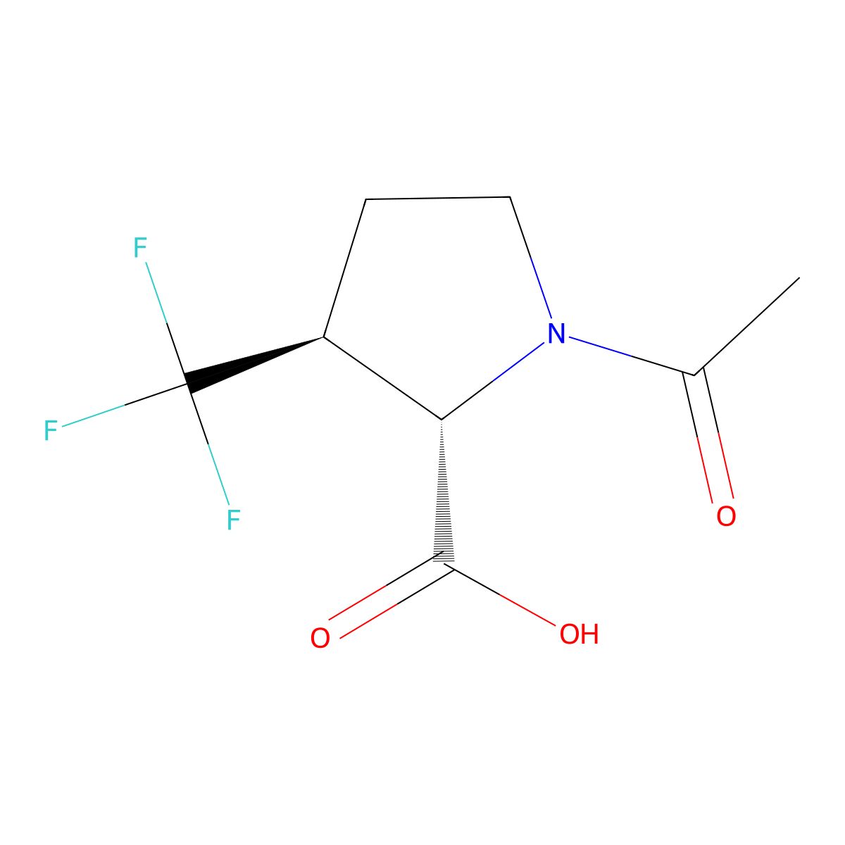 rac-(2R,3R)-1-acetyl-3-(trifluoromethyl)pyrrolidine-2-carboxylic acid molecular structure, CAS 2679835-50-6