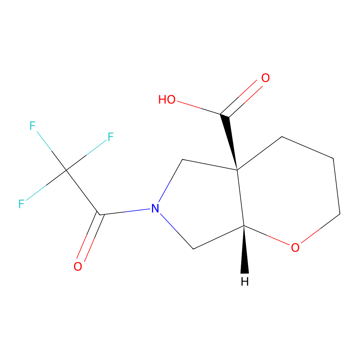 rac-(4aR,7aS)-6-(2,2,2-trifluoroacetyl)-octahydropyrano[2,3-c]pyrrole-4a-carboxylic acid molecular structure, CAS 2679835-51-7