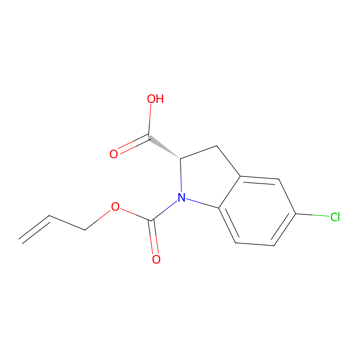 (2S)-5-chloro-1-[(prop-2-en-1-yloxy)carbonyl]-2,3-dihydro-1H-indole-2-carboxylic acid molecular structure, CAS 2679835-56-2