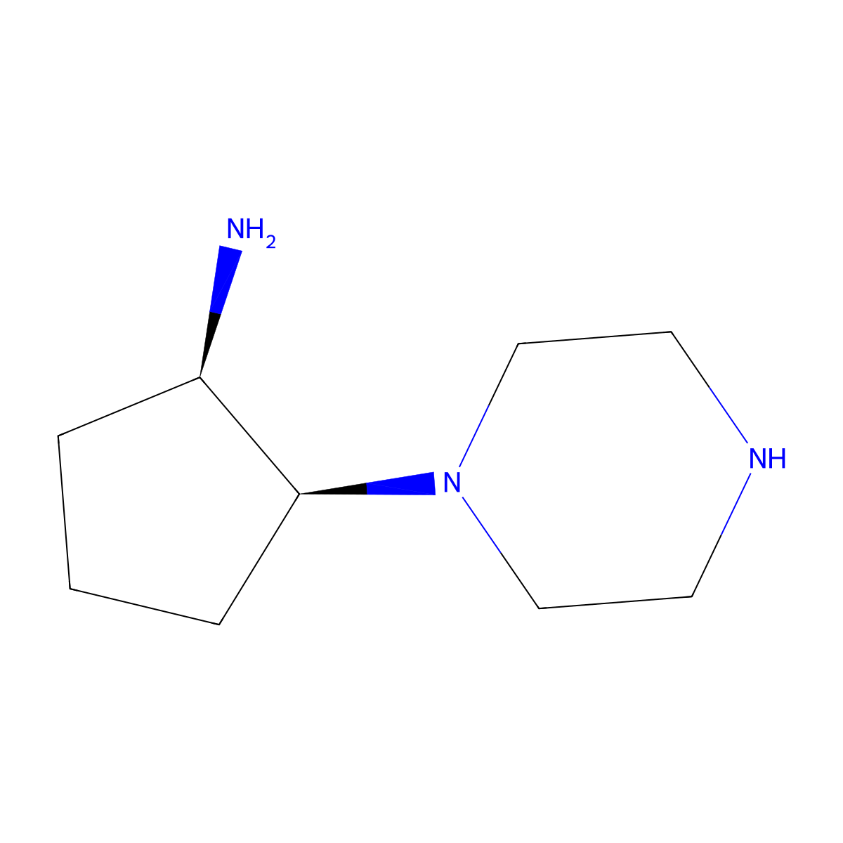rac-(1R,2S)-2-(piperazin-1-yl)cyclopentan-1-amine molecular structure, CAS 2679835-59-5