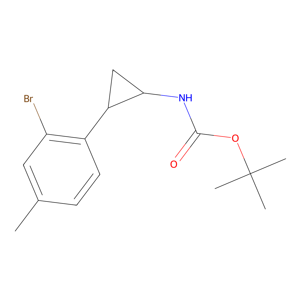rac-tert-butyl N-[(1R,2S)-2-(2-bromo-4-methylphenyl)cyclopropyl]carbamate molecular structure, CAS 2679835-63-1