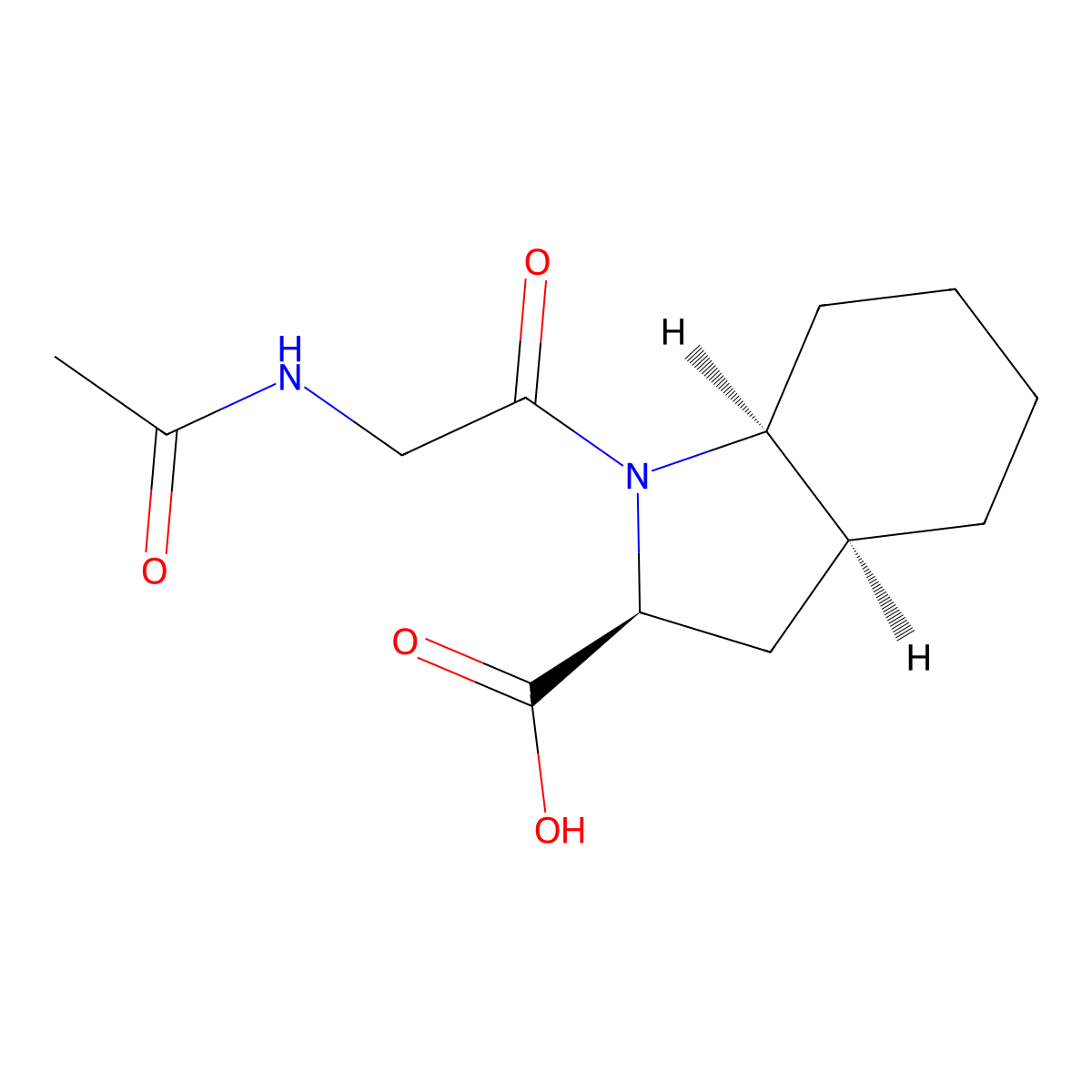 (2S,3aS,7aS)-1-(2-acetamidoacetyl)-octahydro-1H-indole-2-carboxylic acid molecular structure, CAS 2679835-65-3