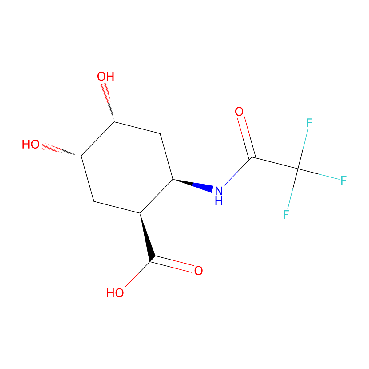 rac-(1R,2S,4S,5R)-4,5-dihydroxy-2-(2,2,2-trifluoroacetamido)cyclohexane-1-carboxylic acid molecular structure, CAS 2679835-67-5