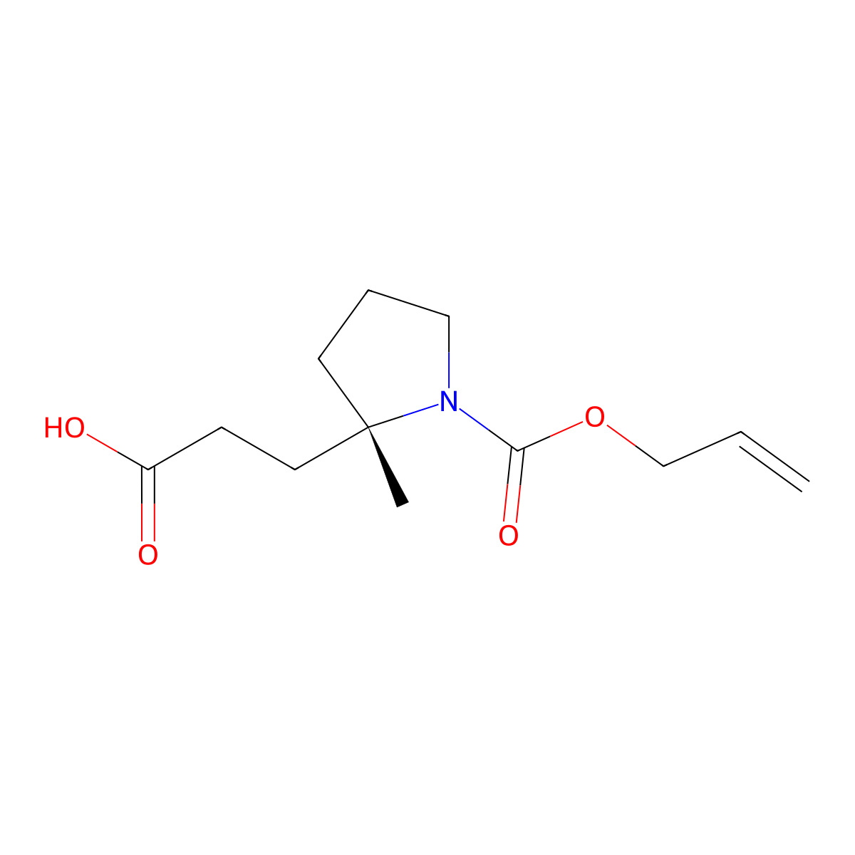 3-[(2S)-2-methyl-1-[(prop-2-en-1-yloxy)carbonyl]pyrrolidin-2-yl]propanoic acid molecular structure, CAS 2679835-69-7
