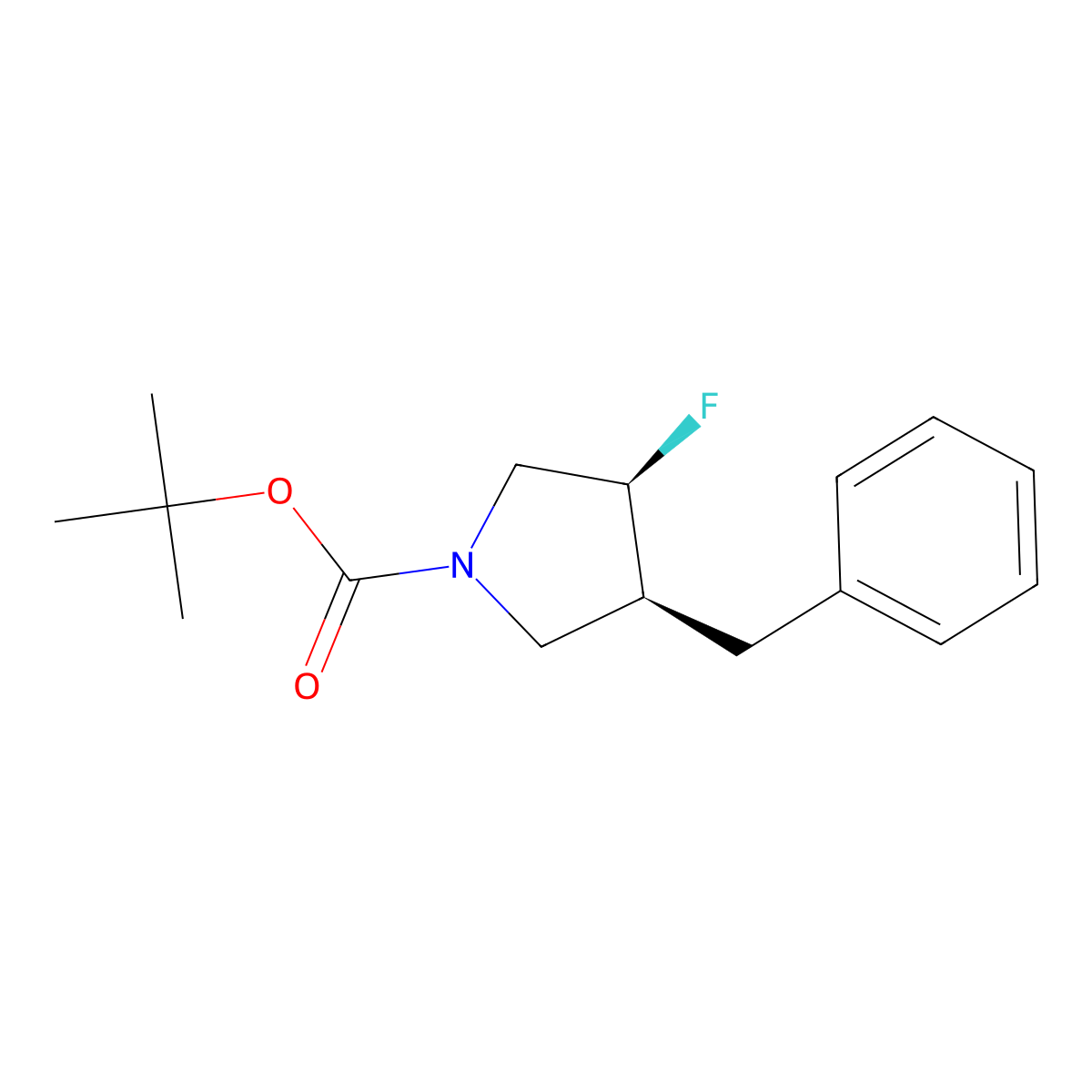 rac-tert-butyl (3R,4R)-3-benzyl-4-fluoropyrrolidine-1-carboxylate molecular structure, CAS 2679835-71-1
