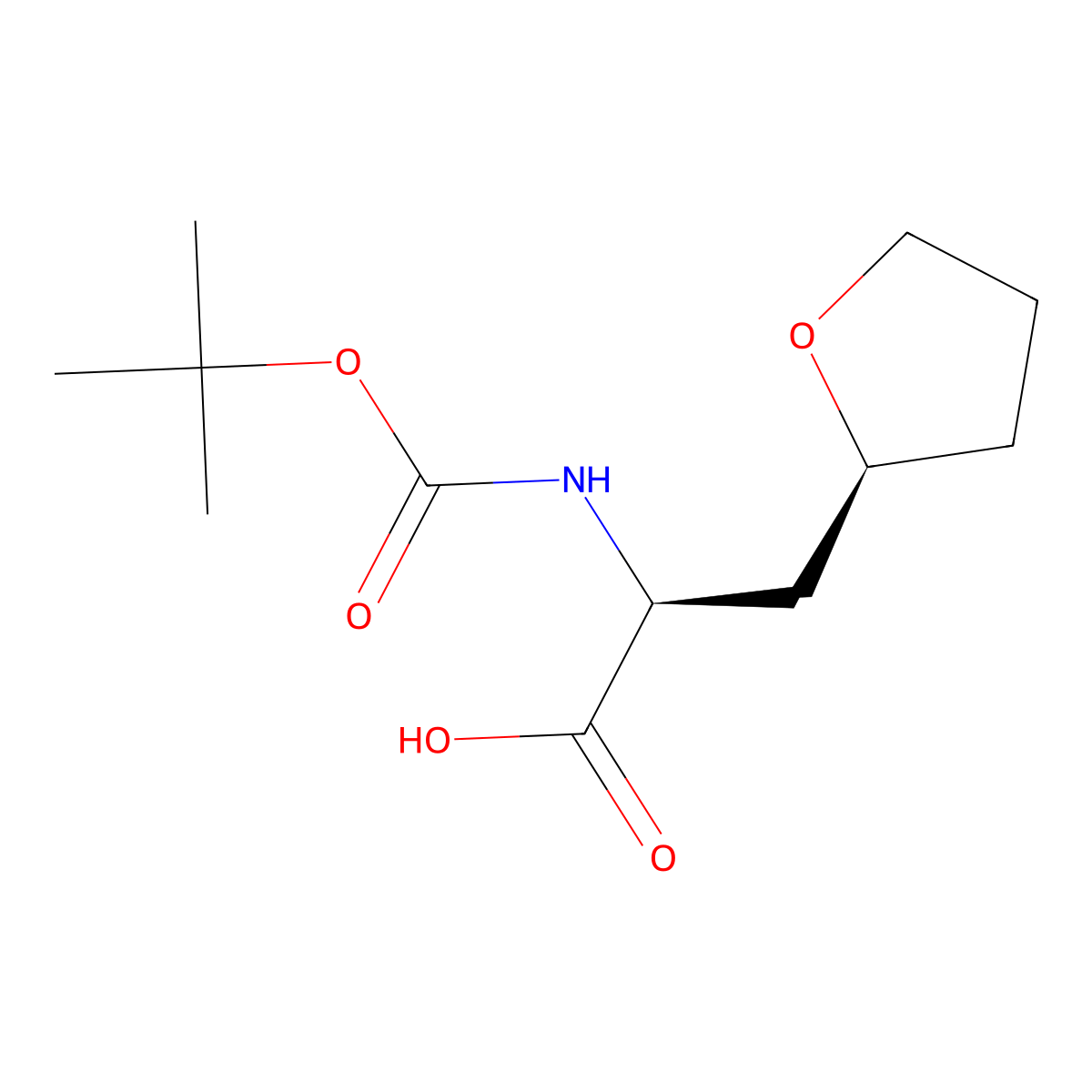 (2R*)-2-{[(tert-butoxy)carbonyl]amino}-3-[(2S)-oxolan-2-yl]propanoic acid molecular structure, CAS 2679835-75-5