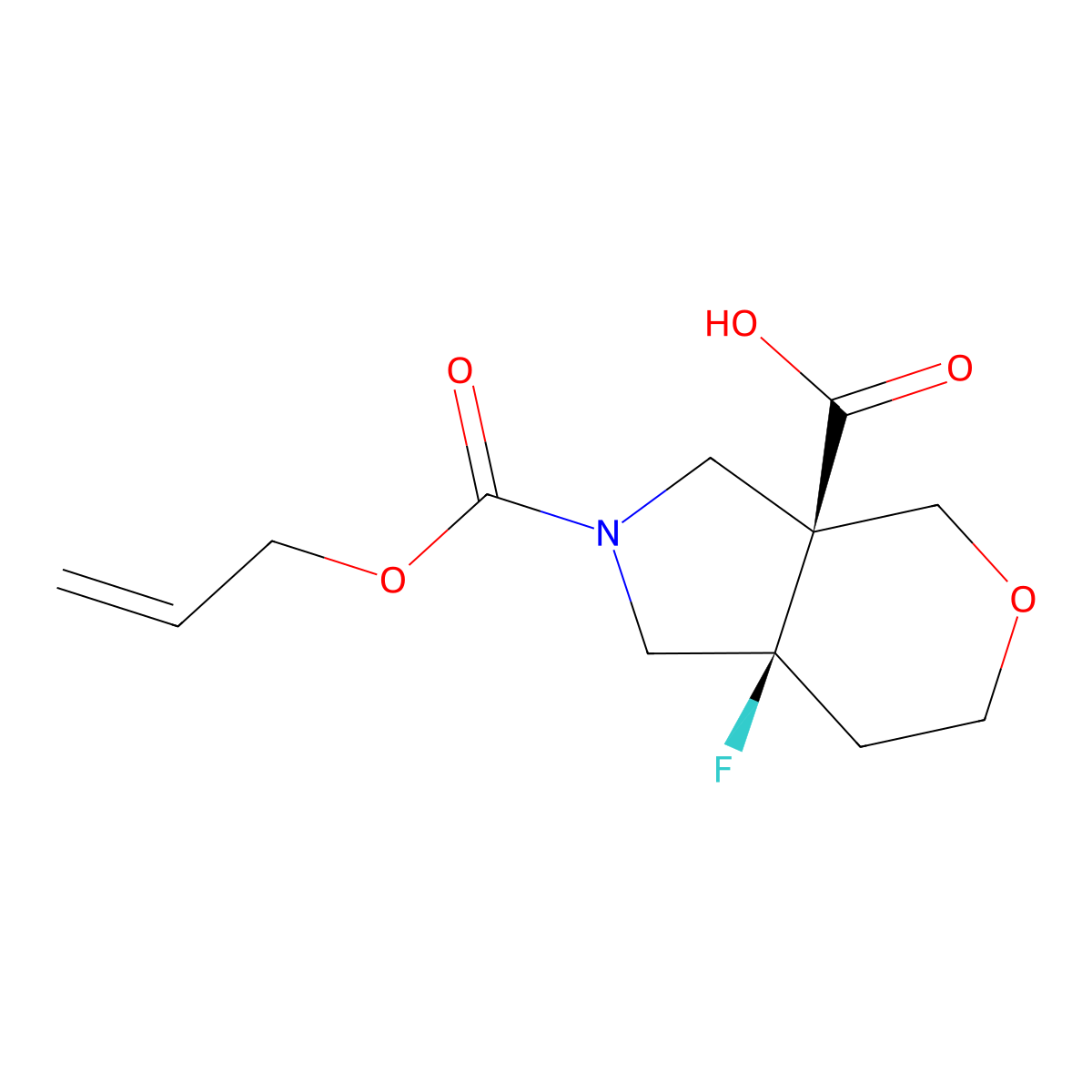 rac-(3aR,7aR)-7a-fluoro-2-[(prop-2-en-1-yloxy)carbonyl]-octahydropyrano[3,4-c]pyrrole-3a-carboxylic acid molecular structure, CAS 2679835-88-0