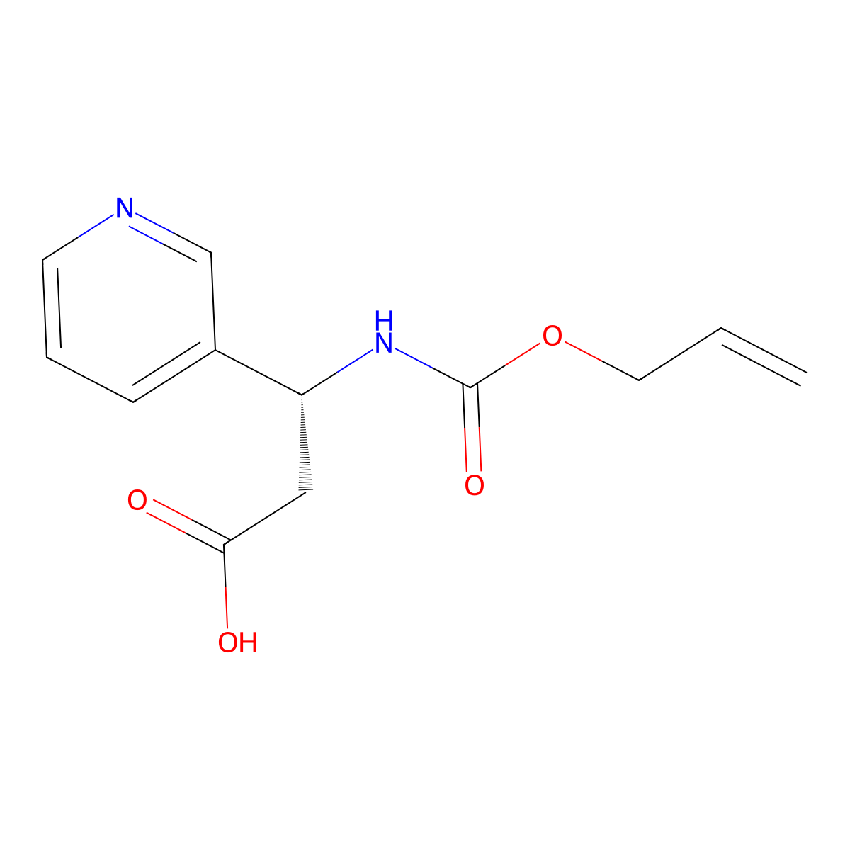 (3R)-3-{[(prop-2-en-1-yloxy)carbonyl]amino}-3-(pyridin-3-yl)propanoic acid molecular structure, CAS 2679836-02-1