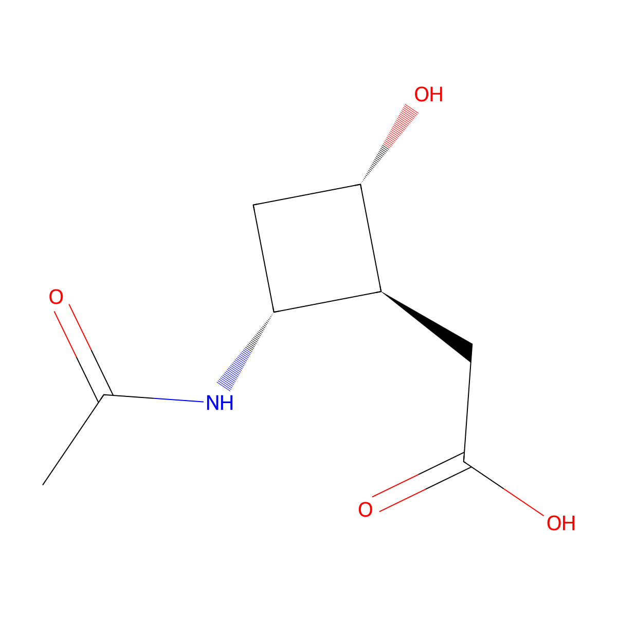 rac-2-[(1R,2S,4R)-2-acetamido-4-hydroxycyclobutyl]acetic acid molecular structure, CAS 2679836-07-6
