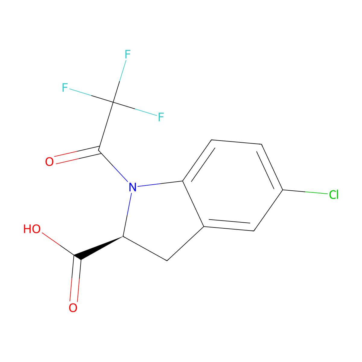 (2S)-5-chloro-1-(2,2,2-trifluoroacetyl)-2,3-dihydro-1H-indole-2-carboxylic acid molecular structure, CAS 2679836-15-6