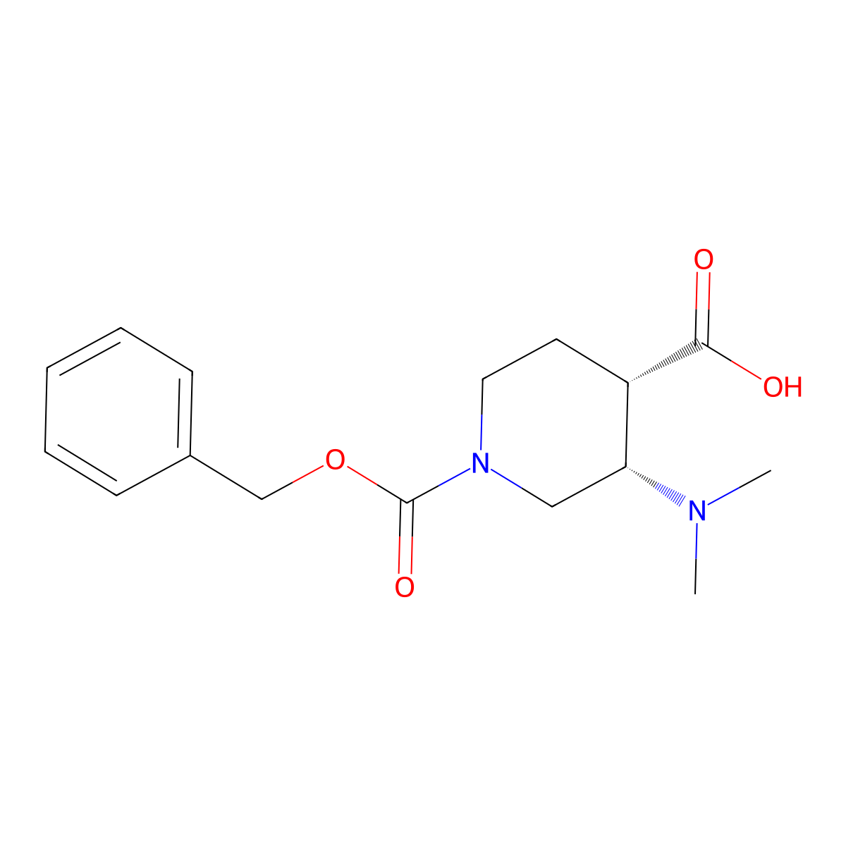 rac-(3R,4R)-1-[(benzyloxy)carbonyl]-3-(dimethylamino)piperidine-4-carboxylic acid molecular structure, CAS 2679836-16-7