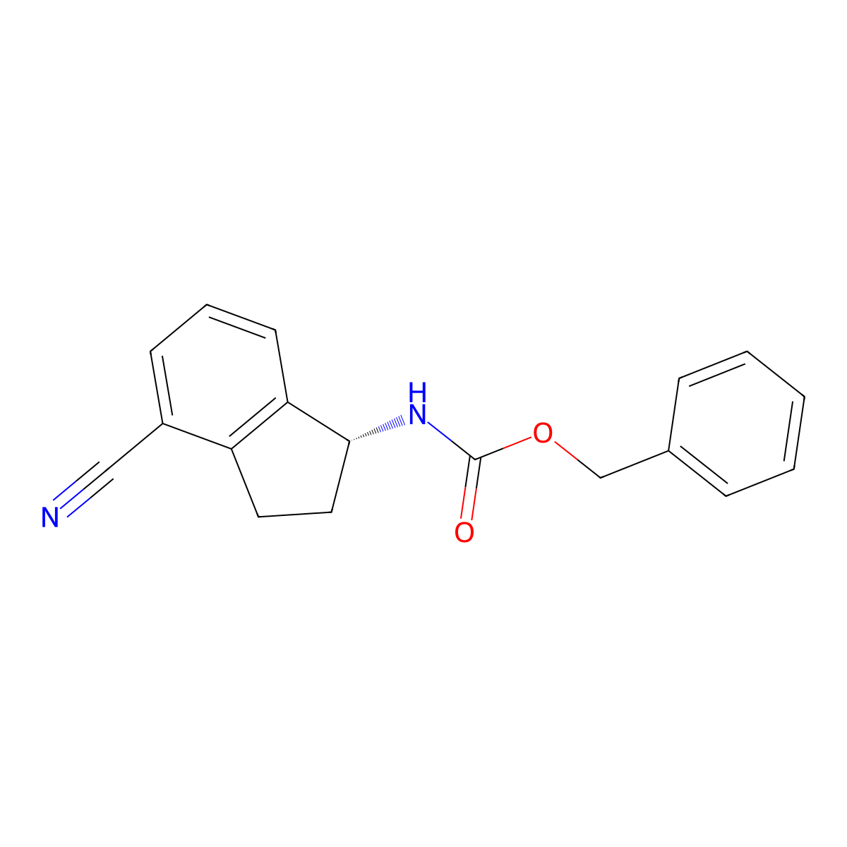 benzyl N-[(1R)-4-cyano-2,3-dihydro-1H-inden-1-yl]carbamate molecular structure, CAS 2679836-24-7