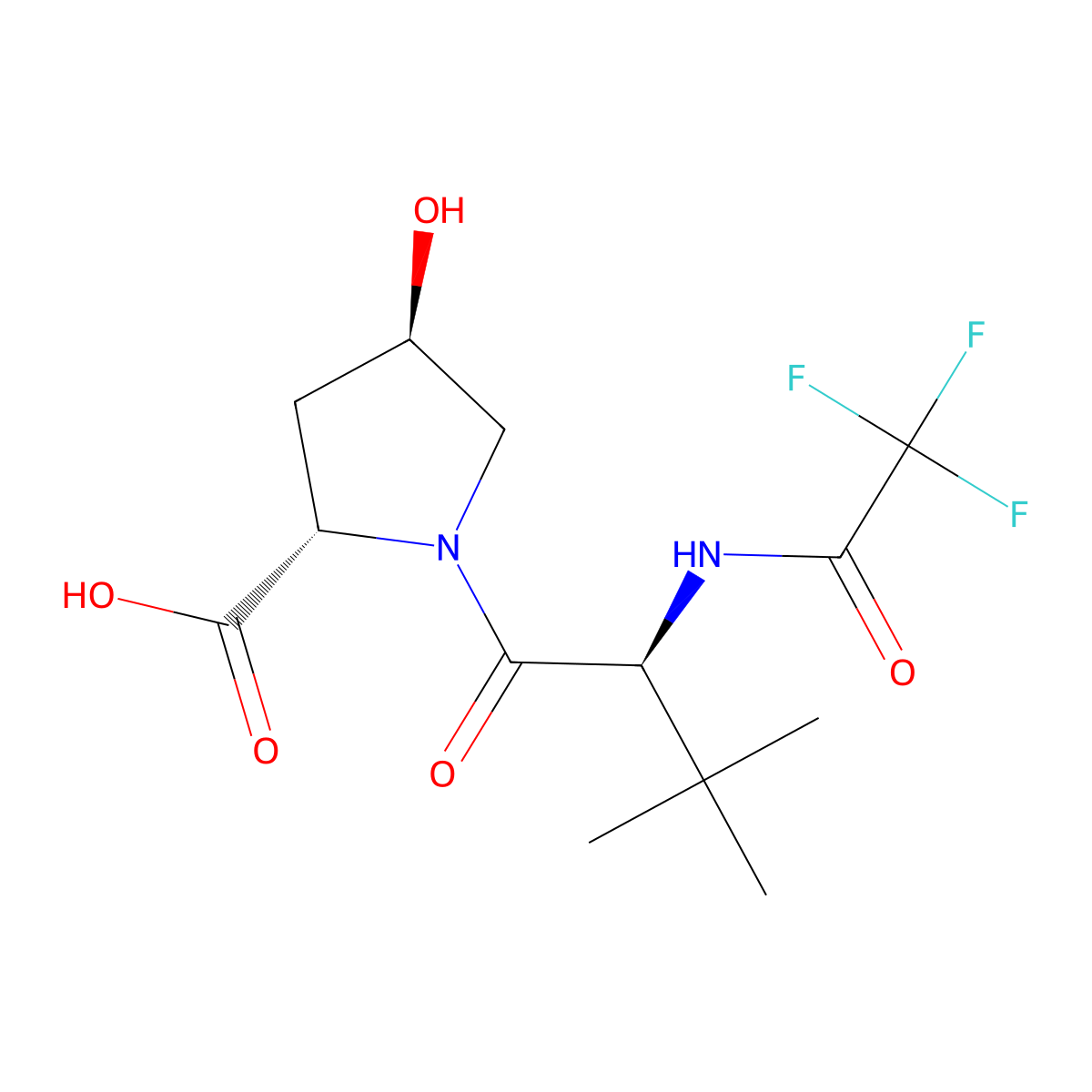 (2S,4R)-1-[(2S)-3,3-dimethyl-2-(2,2,2-trifluoroacetamido)butanoyl]-4-hydroxypyrrolidine-2-carboxylic acid molecular structure, CAS 2679836-27-0