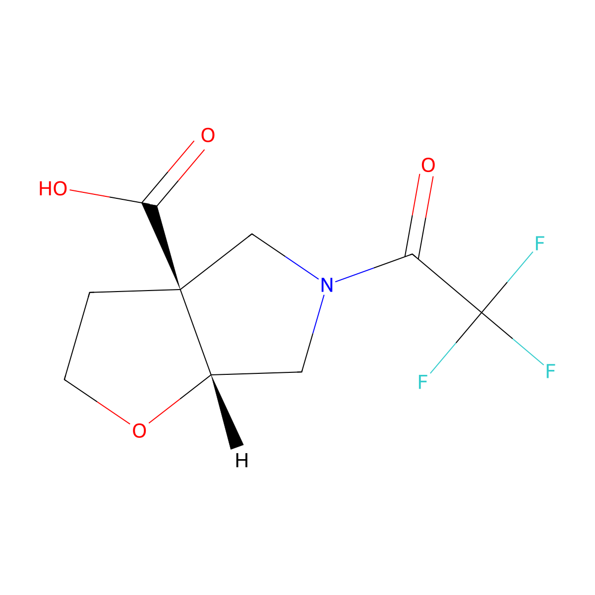 rac-(3aR,6aS)-5-(2,2,2-trifluoroacetyl)-hexahydro-2H-furo[2,3-c]pyrrole-3a-carboxylic acid molecular structure, CAS 2679836-34-9