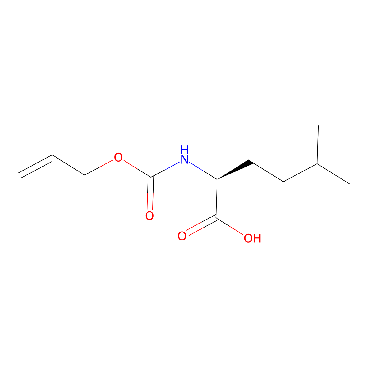 (2S)-5-methyl-2-{[(prop-2-en-1-yloxy)carbonyl]amino}hexanoic acid molecular structure, CAS 2679836-41-8
