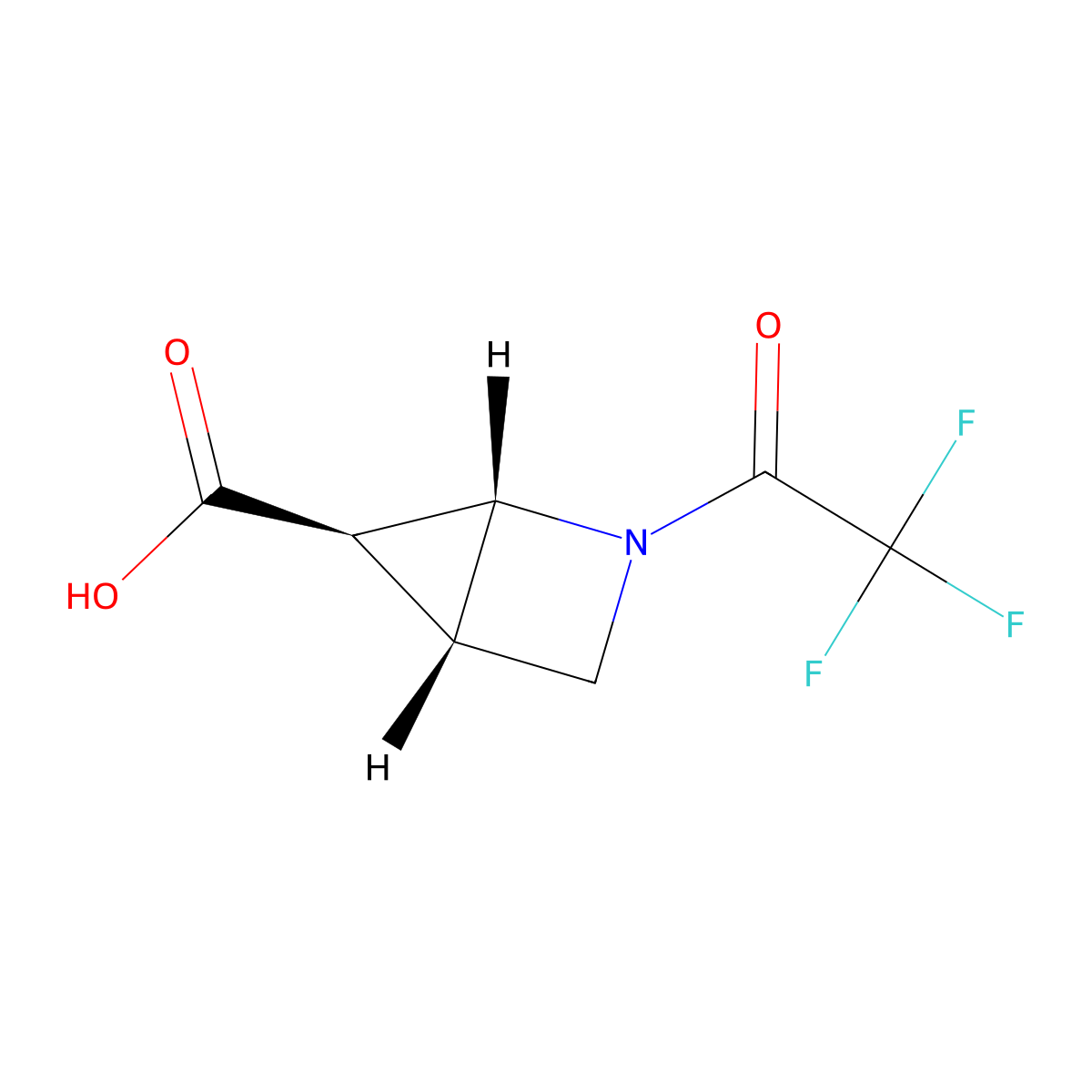 rac-(1R,4S,5R)-2-(2,2,2-trifluoroacetyl)-2-azabicyclo[2.1.0]pentane-5-carboxylic acid molecular structure, CAS 2679836-47-4