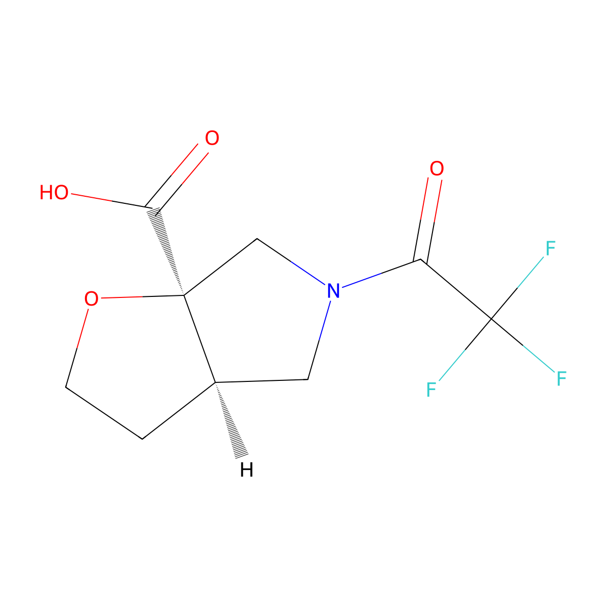 rac-(3aR,6aR)-5-(trifluoroacetyl)-hexahydro-2H-furo[2,3-c]pyrrole-6a-carboxylic acid molecular structure, CAS 2679836-48-5