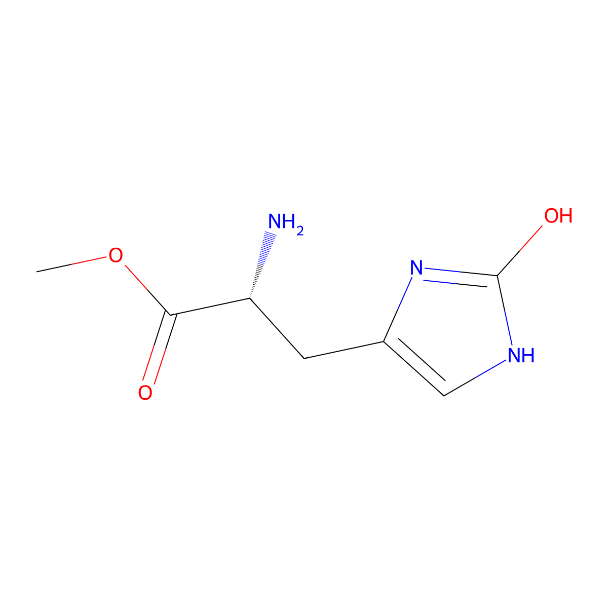methyl (2R)-2-amino-3-(2-hydroxy-1H-imidazol-4-yl)propanoate molecular structure, CAS 2679836-52-1