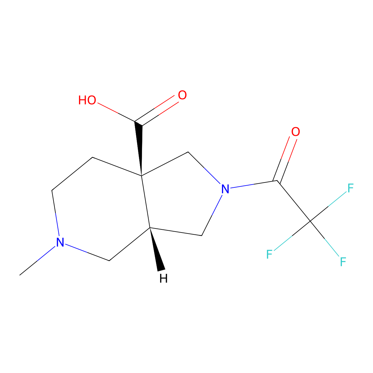 rac-(3aR,7aS)-5-methyl-2-(2,2,2-trifluoroacetyl)-octahydro-1H-pyrrolo[3,4-c]pyridine-7a-carboxylic acid molecular structure, CAS 2679836-56-5