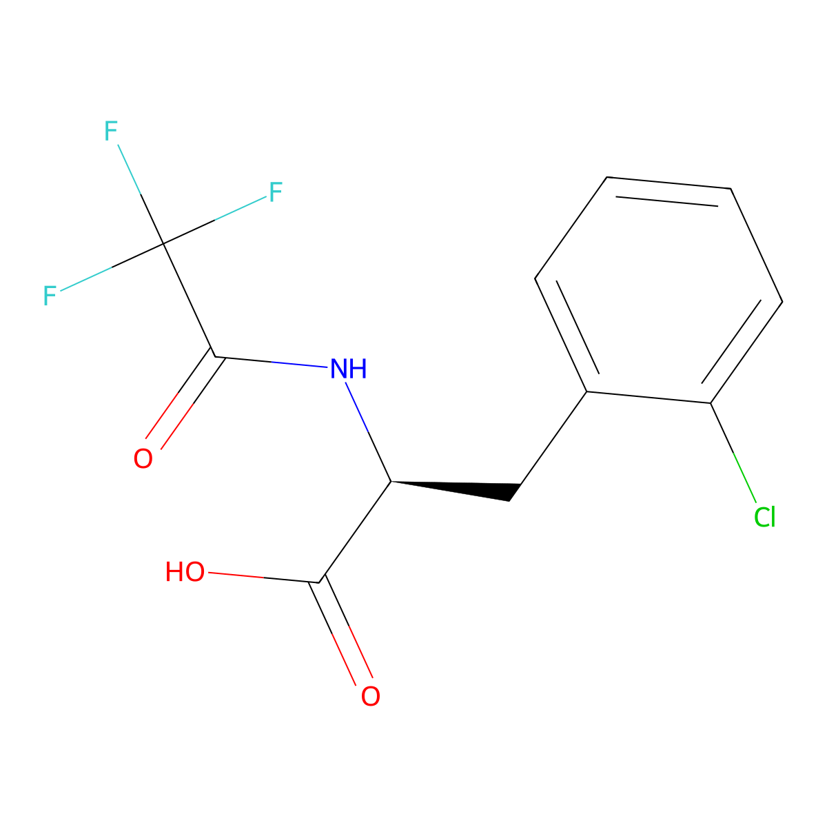 (2S)-3-(2-chlorophenyl)-2-(2,2,2-trifluoroacetamido)propanoic acid molecular structure, CAS 2679836-58-7