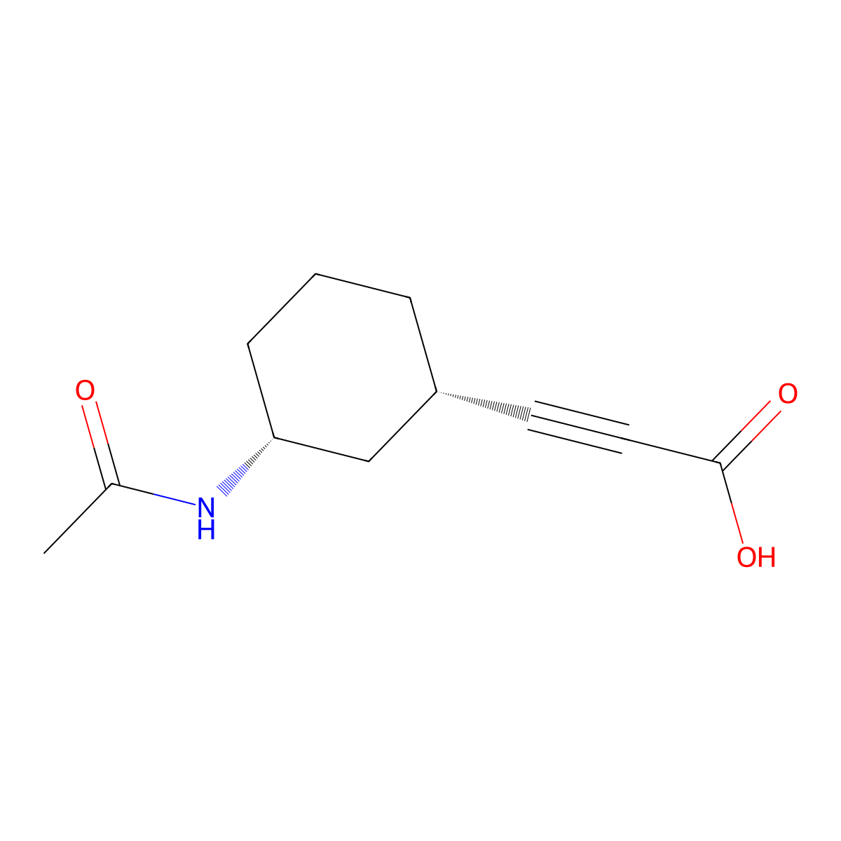 rac-3-[(1R,3S)-3-acetamidocyclohexyl]prop-2-ynoic acid molecular structure, CAS 2679836-62-3