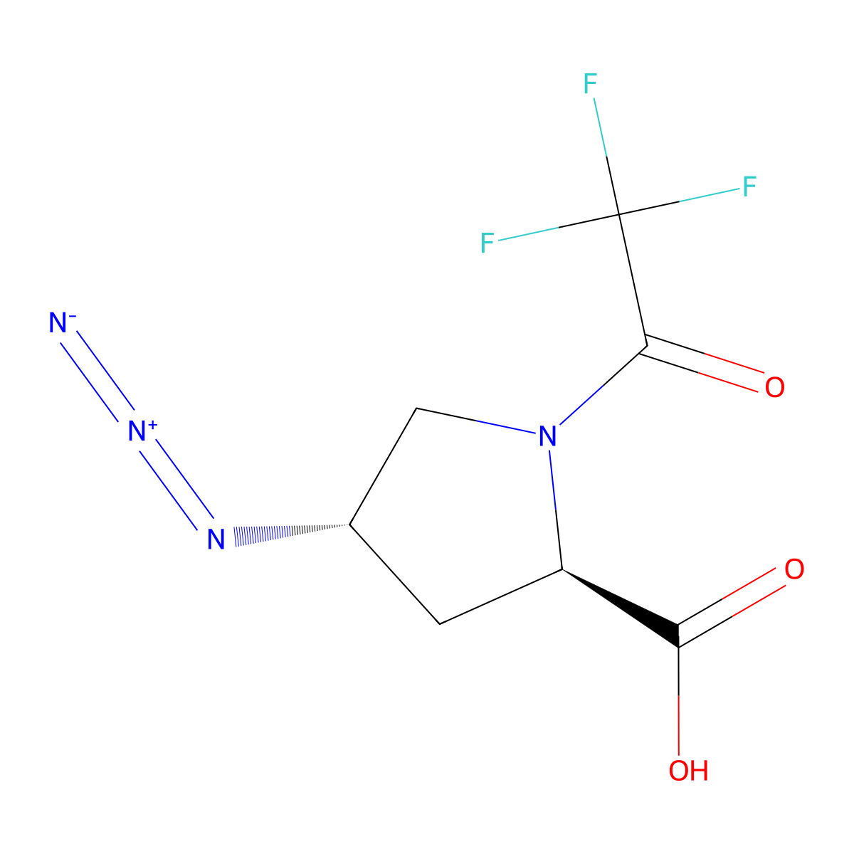 (2R,4S)-4-azido-1-(2,2,2-trifluoroacetyl)pyrrolidine-2-carboxylic acid molecular structure, CAS 2679836-63-4