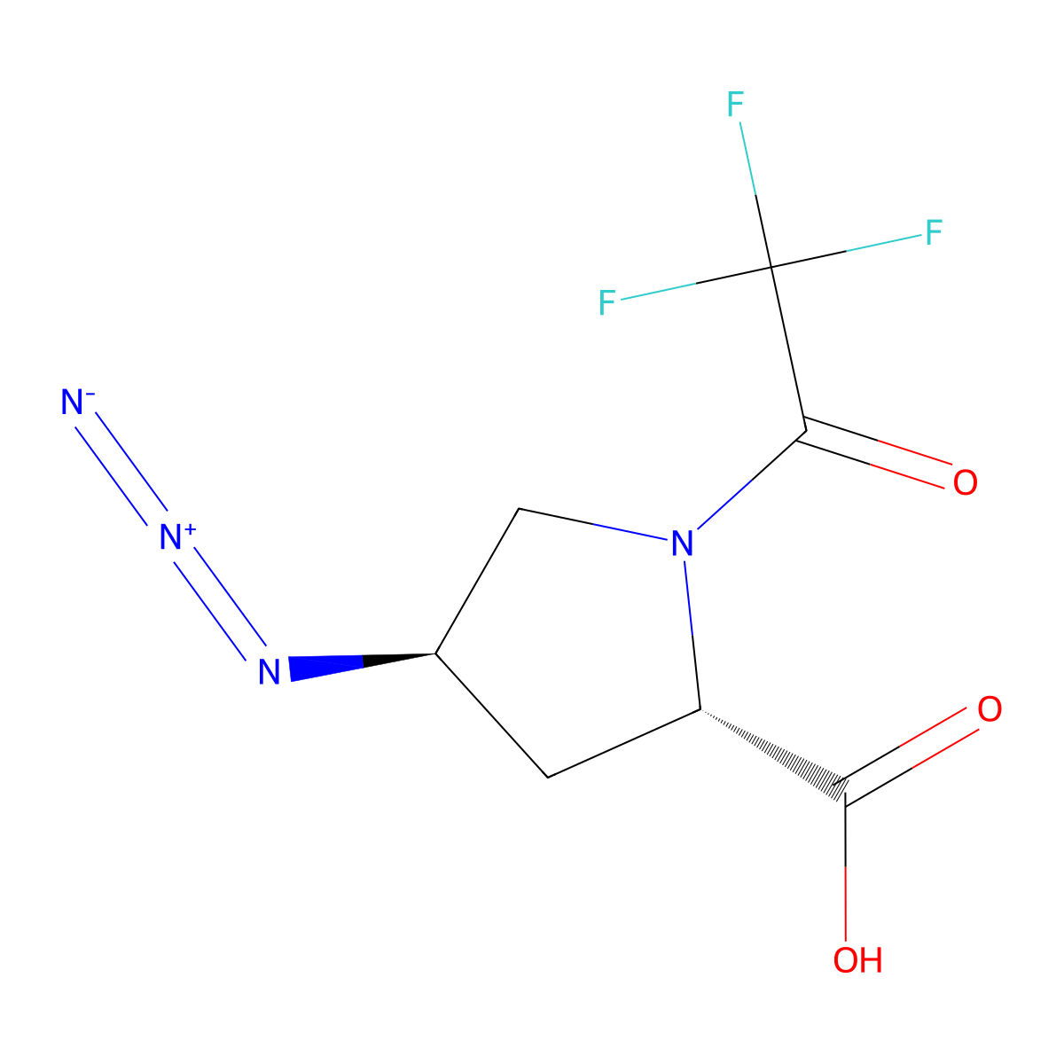 (2S,4R)-4-azido-1-(2,2,2-trifluoroacetyl)pyrrolidine-2-carboxylic acid molecular structure, CAS 2679836-68-9
