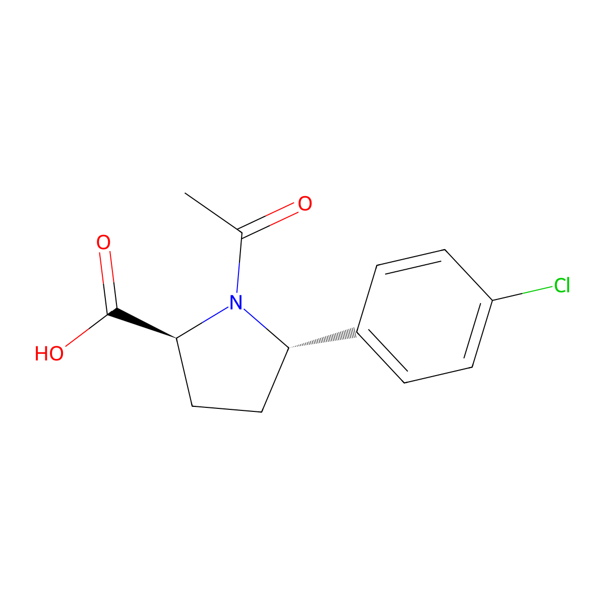rac-(2R,5R)-1-acetyl-5-(4-chlorophenyl)pyrrolidine-2-carboxylic acid molecular structure, CAS 2679836-73-6
