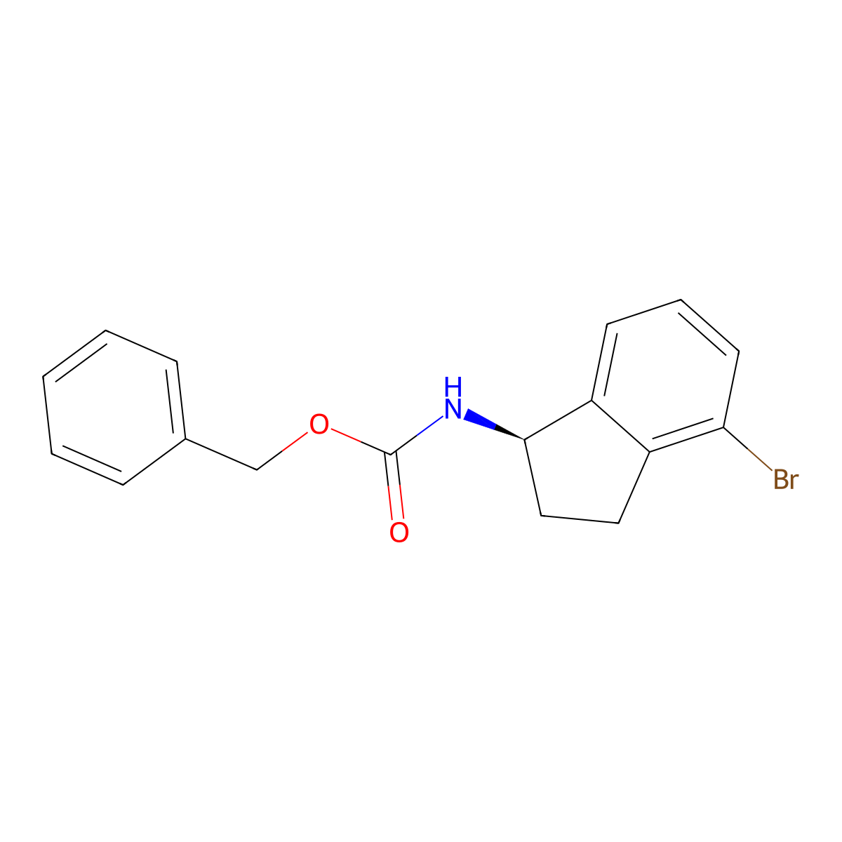 benzyl N-[(1R)-4-bromo-2,3-dihydro-1H-inden-1-yl]carbamate molecular structure, CAS 2679836-74-7