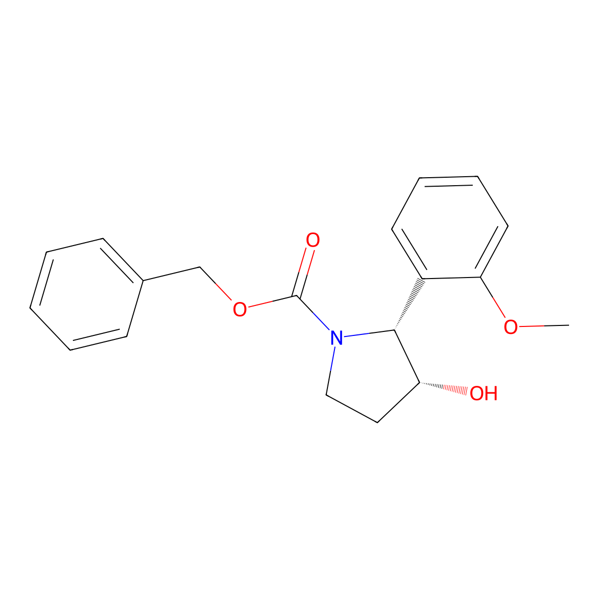 rac-benzyl (2R,3R)-3-hydroxy-2-(2-methoxyphenyl)pyrrolidine-1-carboxylate molecular structure, CAS 2679837-69-3